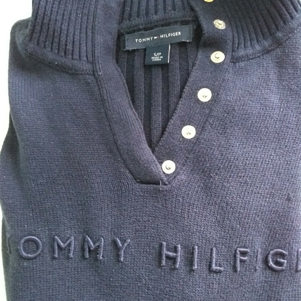 Tommy Hilfiger Navy Blue & White Ribbed Sweater - Picture 5 of 8